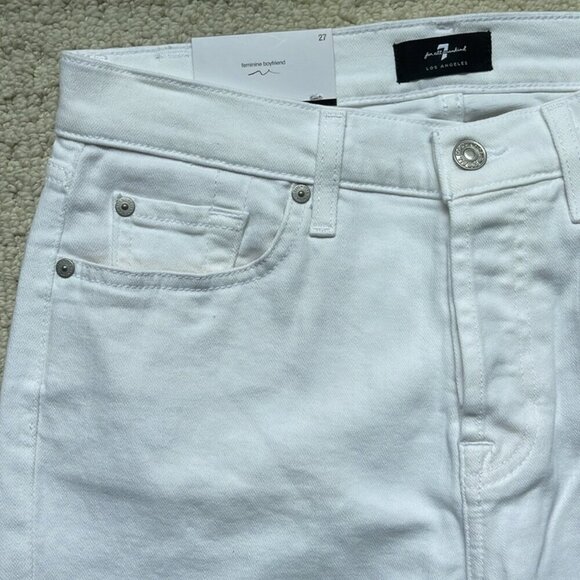 7 For All Mankind NWT Josefina Feminine Boyfriend Jeans in White Size 27 NEW - Picture 3 of 16